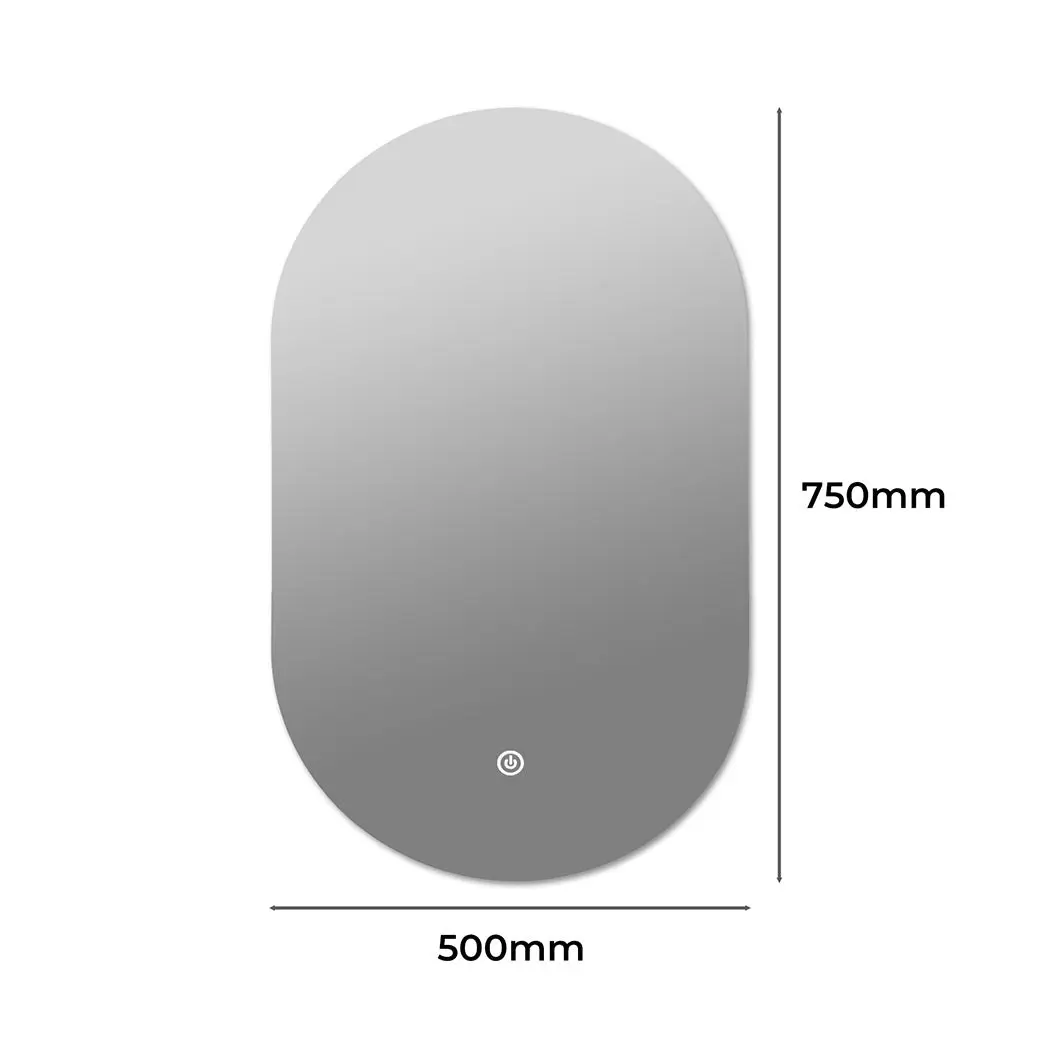 Emitto LED Wall Mirror Oval Anti-fog Bathroom Mirrors Makeup Light 50x75cm