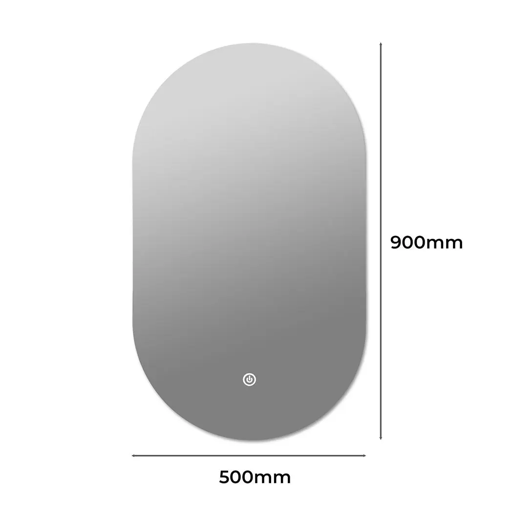 Emitto LED Wall Mirror Oval Anti-fog Bathroom Mirrors Makeup Light 50x90cm