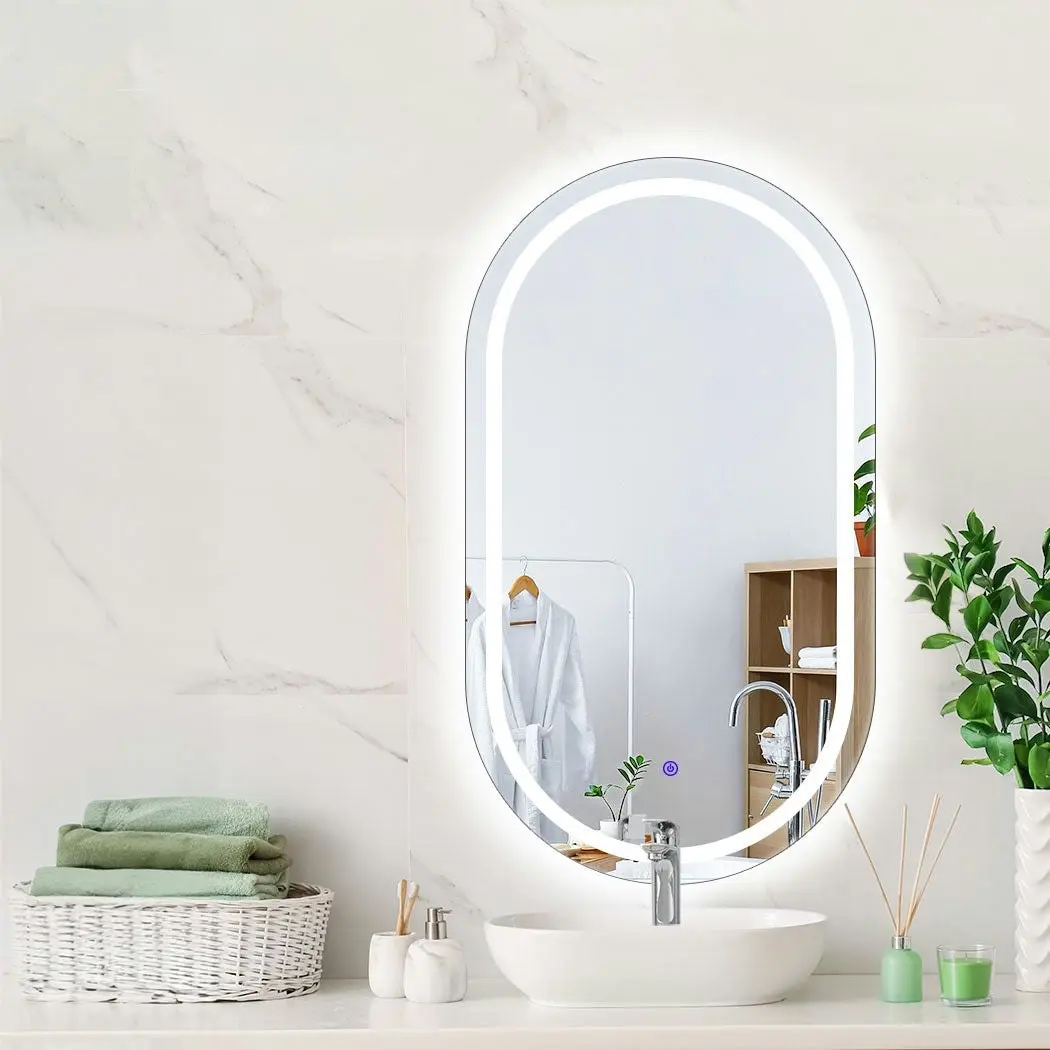 Emitto LED Wall Mirror Oval Anti-fog Bathroom Mirrors Makeup Light 50x90cm