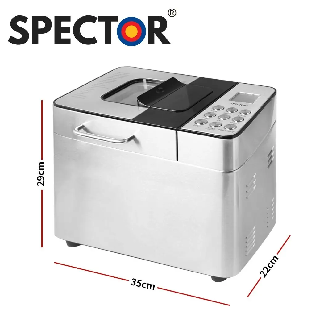 Spector Bread Maker Machine Stainless Steel Automatic Dispenser Knead 18 Program