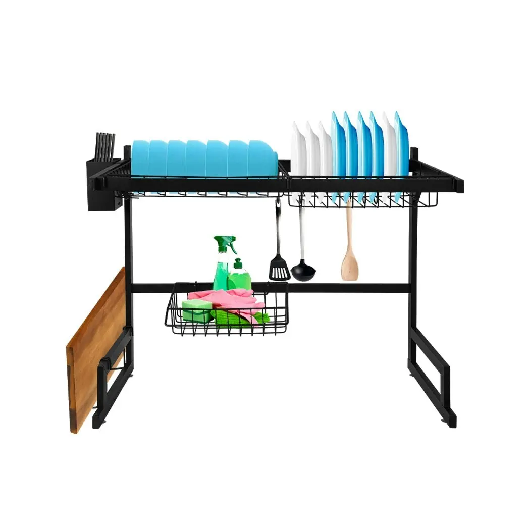 Toque Dish Drying Rack Over Sink Steel Dish Drainer Organizer 2 Tier 65CM