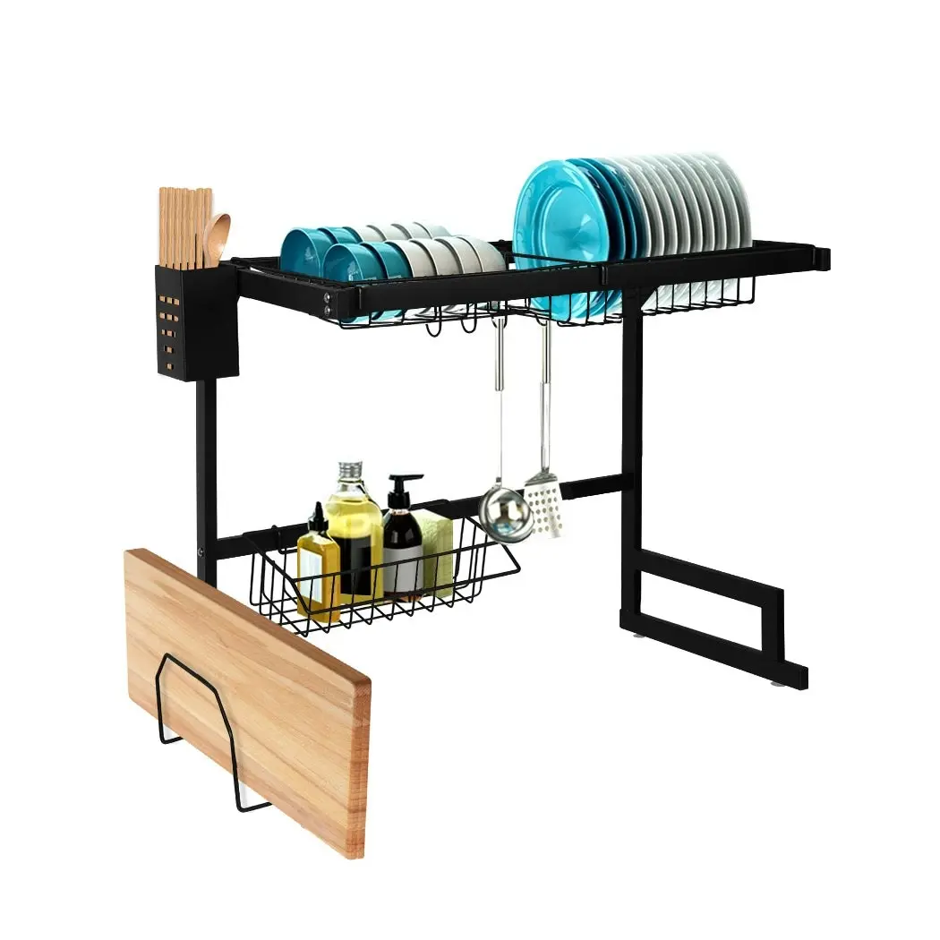 Toque Dish Drying Rack Over Sink Steel Dish Drainer Organizer 2 Tier 65CM