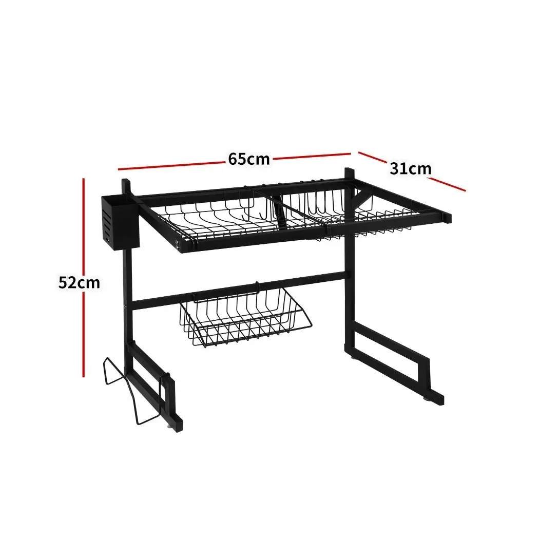 Toque Dish Drying Rack Over Sink Steel Dish Drainer Organizer 2 Tier 65CM