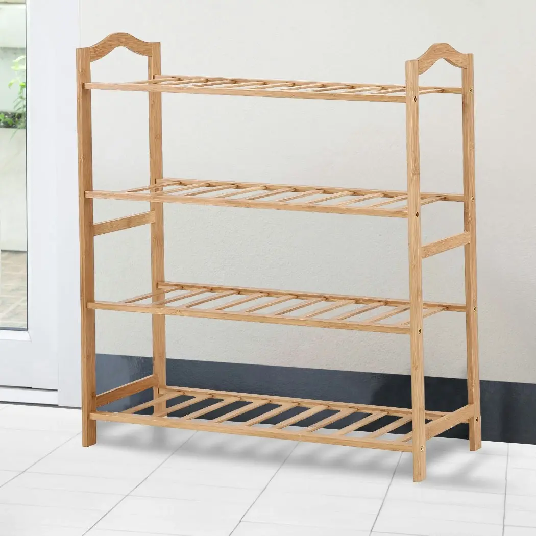 Levede Bamboo Shoe Rack Storage Wooden Organizer Shelf Stand 4 Tiers Layers 70cm