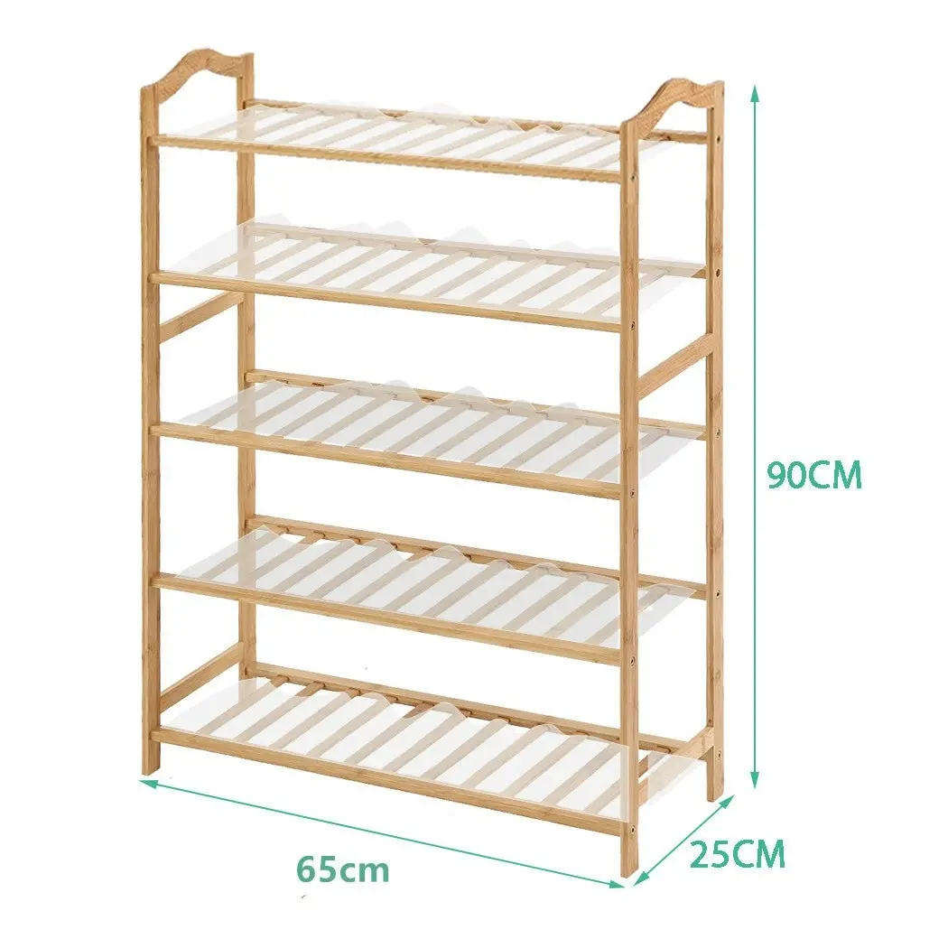 Levede Bamboo Shoe Rack Storage Wooden Organizer Shelf Stand 5 Tiers Layers 70cm