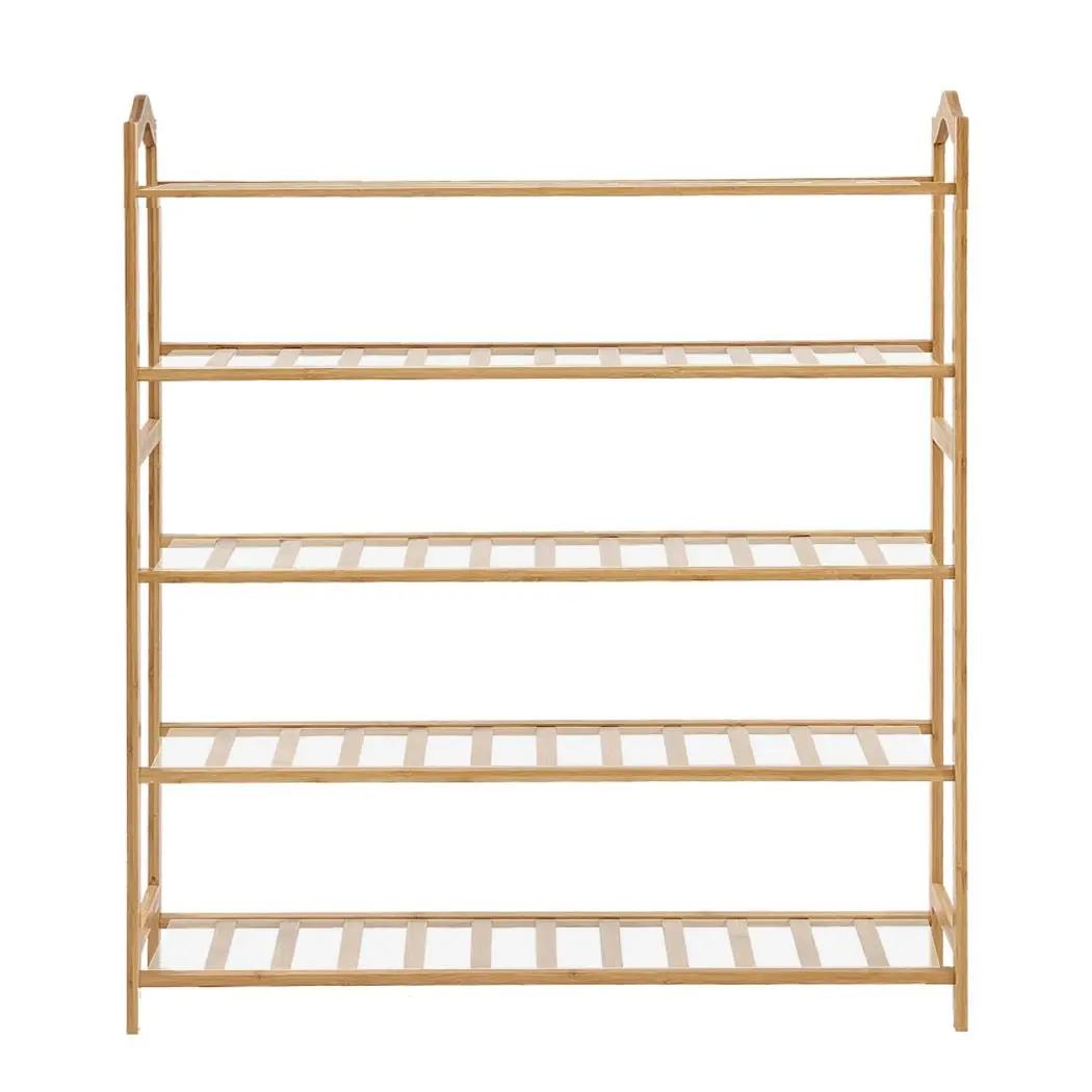 Levede Bamboo Shoe Rack Storage Wooden Organizer Shelf Stand 5 Tiers Layers 80cm