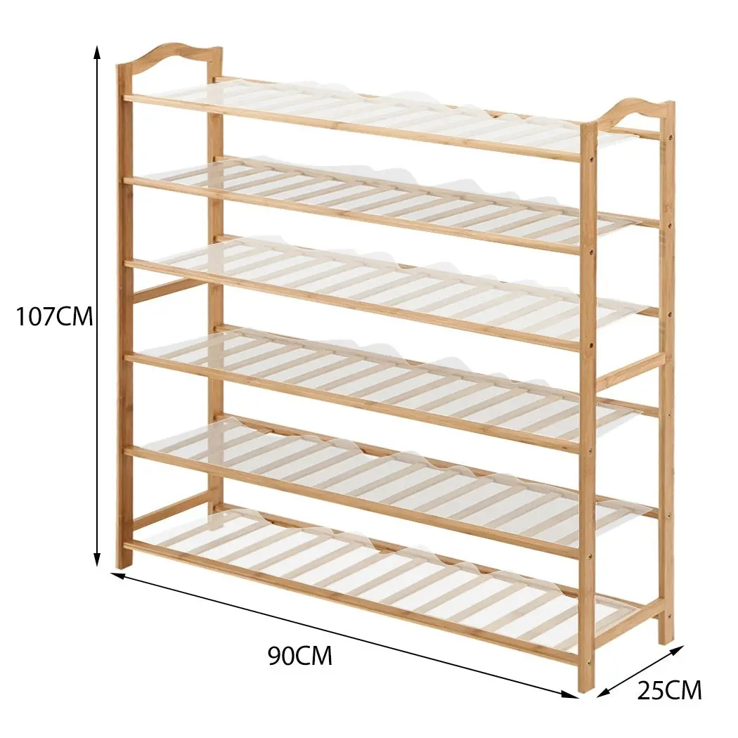 Levede Bamboo Shoe Rack Storage Wooden Organizer Shelf Stand 6 Tiers Layers 90cm