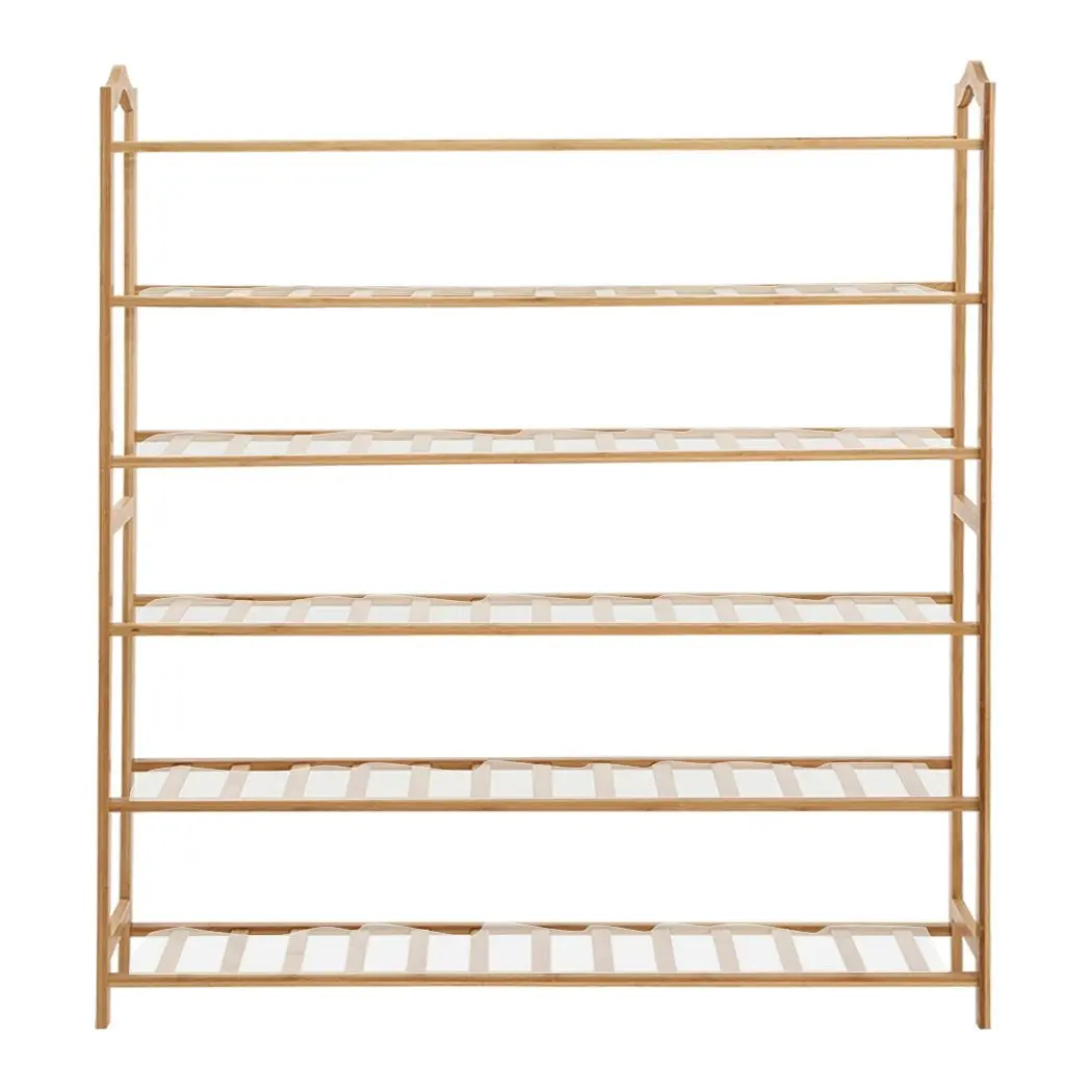 Levede Bamboo Shoe Rack Storage Wooden Organizer Shelf Stand 6 Tiers Layers 90cm