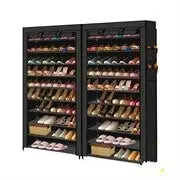 Levede 2pcs 10 Tier Shoe Rack Storage Cabinet Cube DIY Organiser Organizer Black