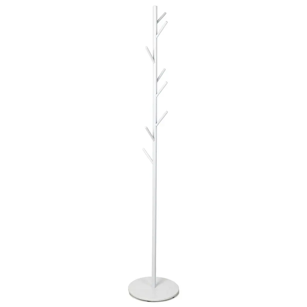 Levede Coat Rack Hat Clothes Stand Hanger Garment Hook Tree Rail Organizer White