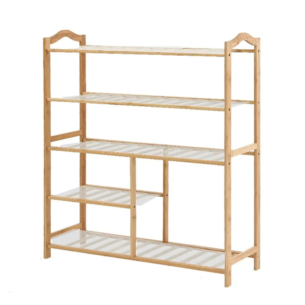 Levede Bamboo Shoe Rack Storage Wooden Organizer Shelf Stand 5 Tiers Layers 80cm