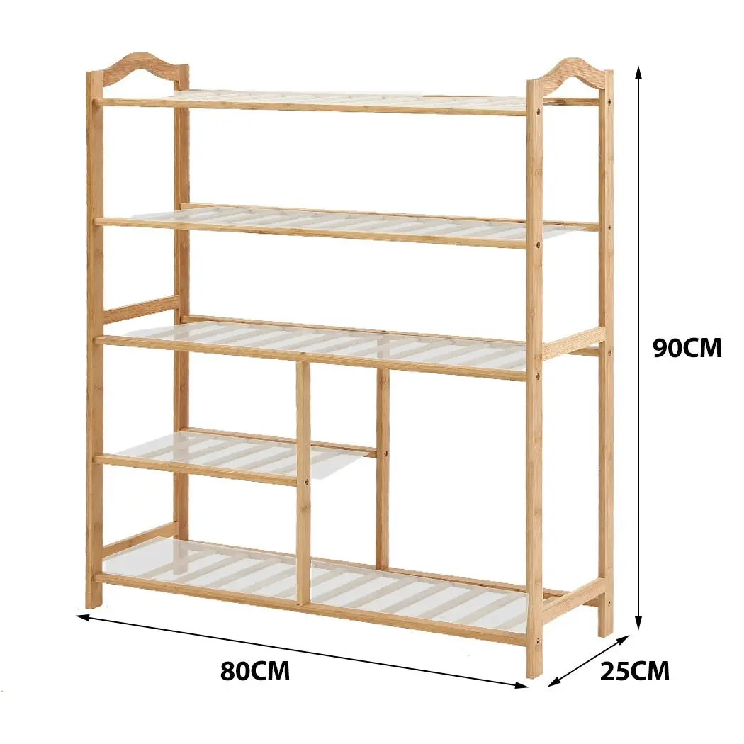 Levede Bamboo Shoe Rack Storage Wooden Organizer Shelf Stand 5 Tiers Layers 80cm