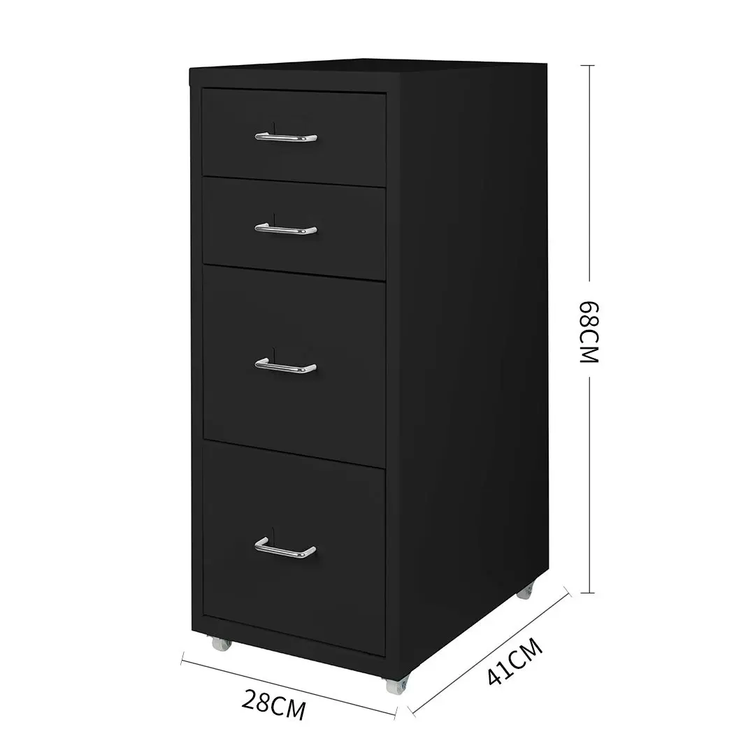 Levede 4 Drawer Office Drawers Cabinet Storage Cabinets Steel Rack Home Black