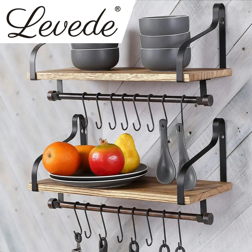 Levede Floating Shelf Brackets Wall Shelves Mount Display Rack Storage Hook