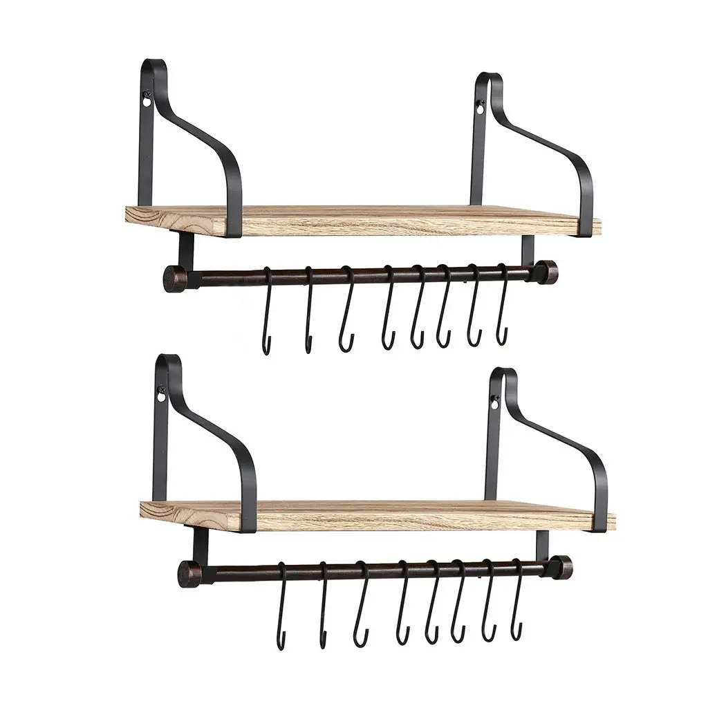 Levede Floating Shelf Brackets Wall Shelves Mount Display Rack Storage Hook 2pcs