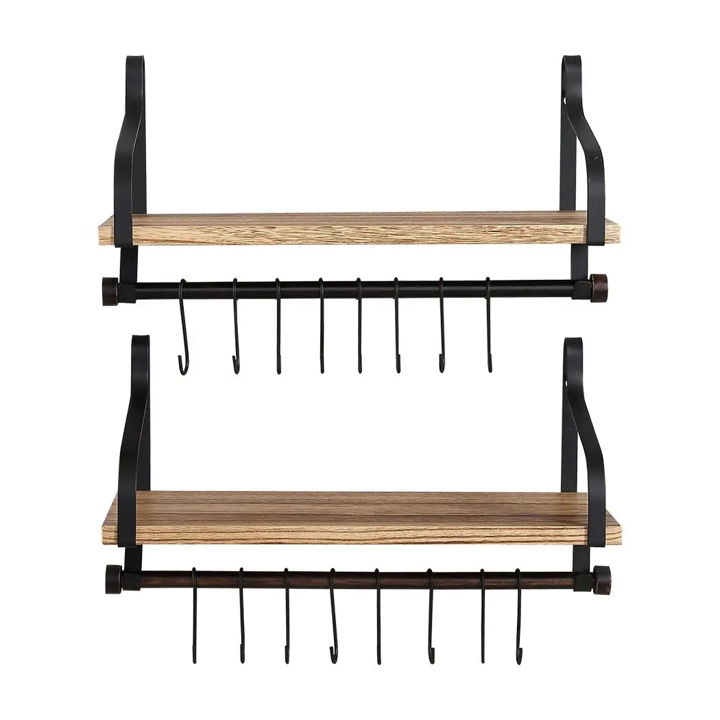 Levede Floating Shelf Brackets Wall Shelves Mount Display Rack Storage Hook 2pcs