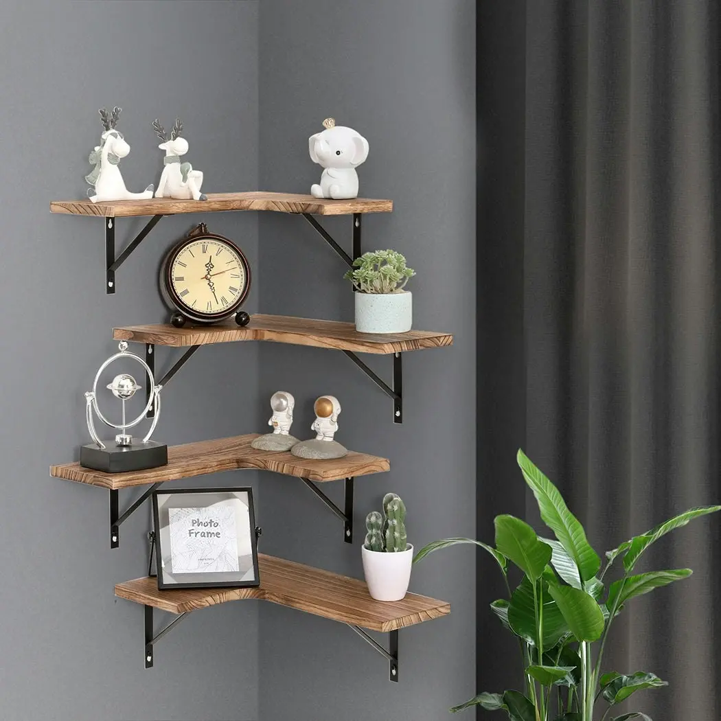 Levede Floating Shelf DIY Corner Hanging Shelves Wall Mounted Storage Wood 4PC