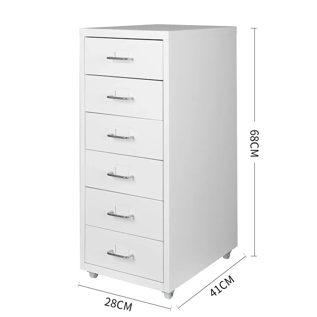 Levede 6 Drawer Office Cabinet Drawers Storage Cabinets Steel Rack Home White