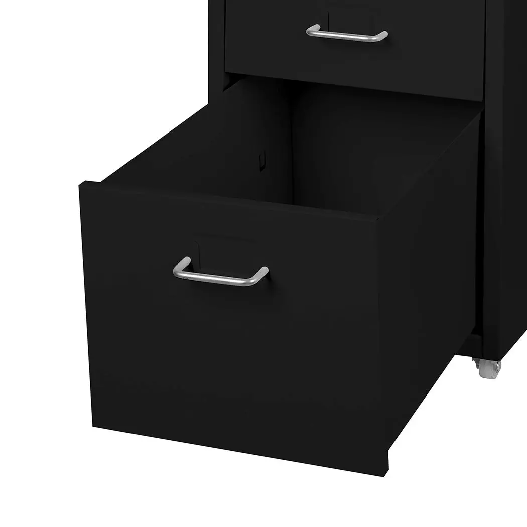 Levede 3 Drawer Office Drawers Cabinet Storage Cabinets Steel Rack Home Black