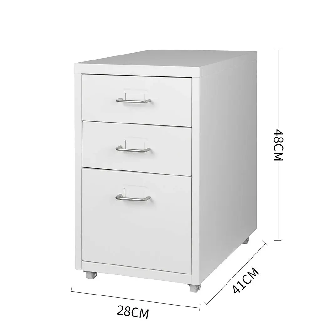 Levede 3 Drawer Office Drawers Cabinet Storage Cabinets Steel Rack Home White