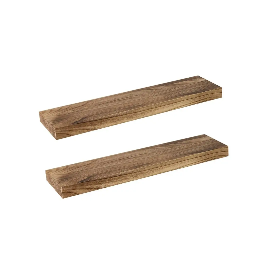 Levede 2 Pcs Floating Shelves Wall Mounted Storage Wood Display Shelf 61CM