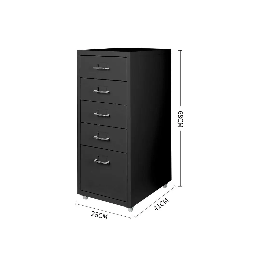 Levede 5 Drawer Office Cabinet Drawers Storage Cabinets Steel Rack Home Black