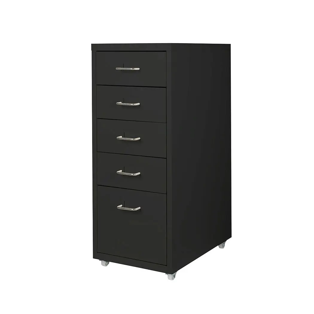 Levede 5 Drawer Office Cabinet Drawers Storage Cabinets Steel Rack Home Black