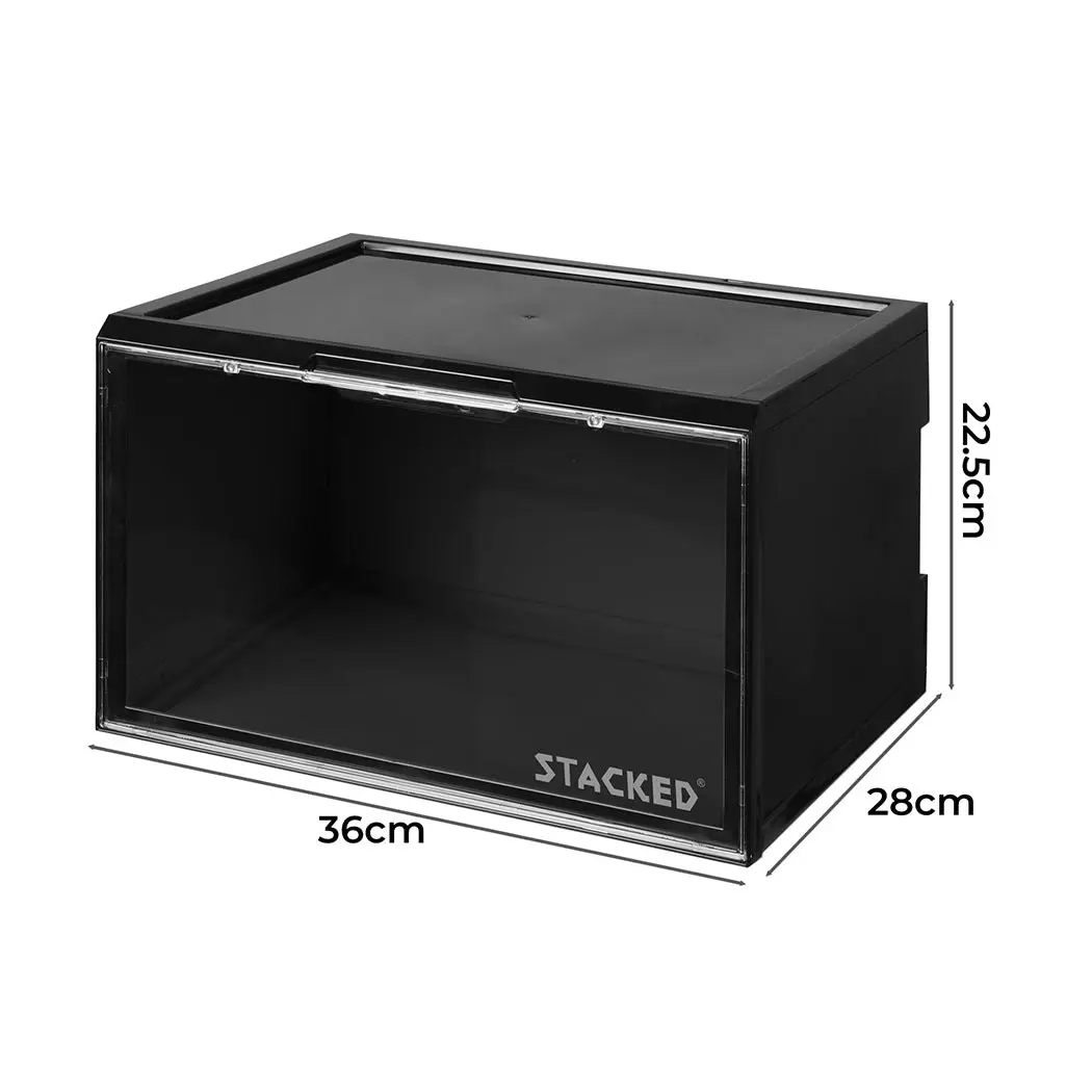 Stacked LED Voice Sneaker Display Case Lighted Shoe Storage Boxes Anti-oxidation