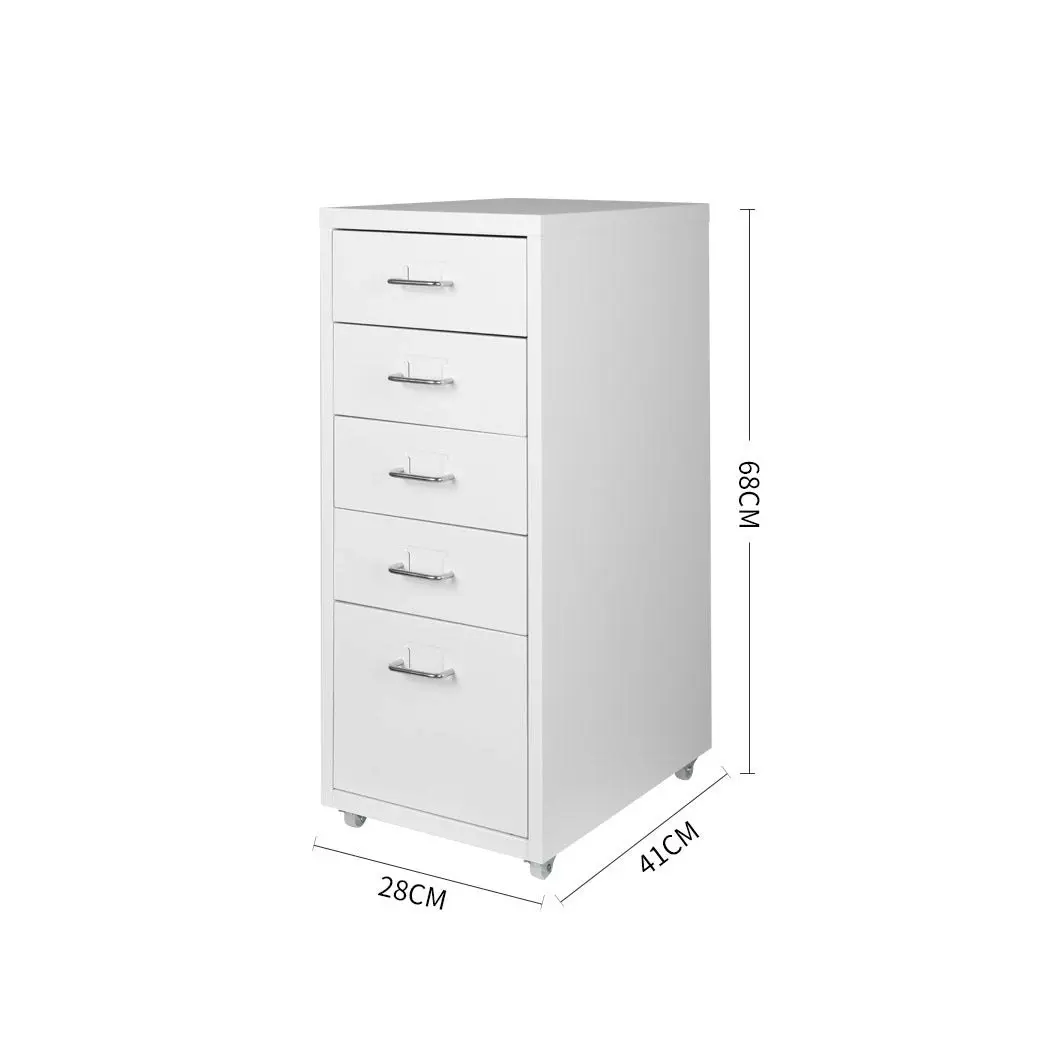 Levede 5 Drawer Office Cabinet Drawers Storage Cabinets Steel Rack Home White