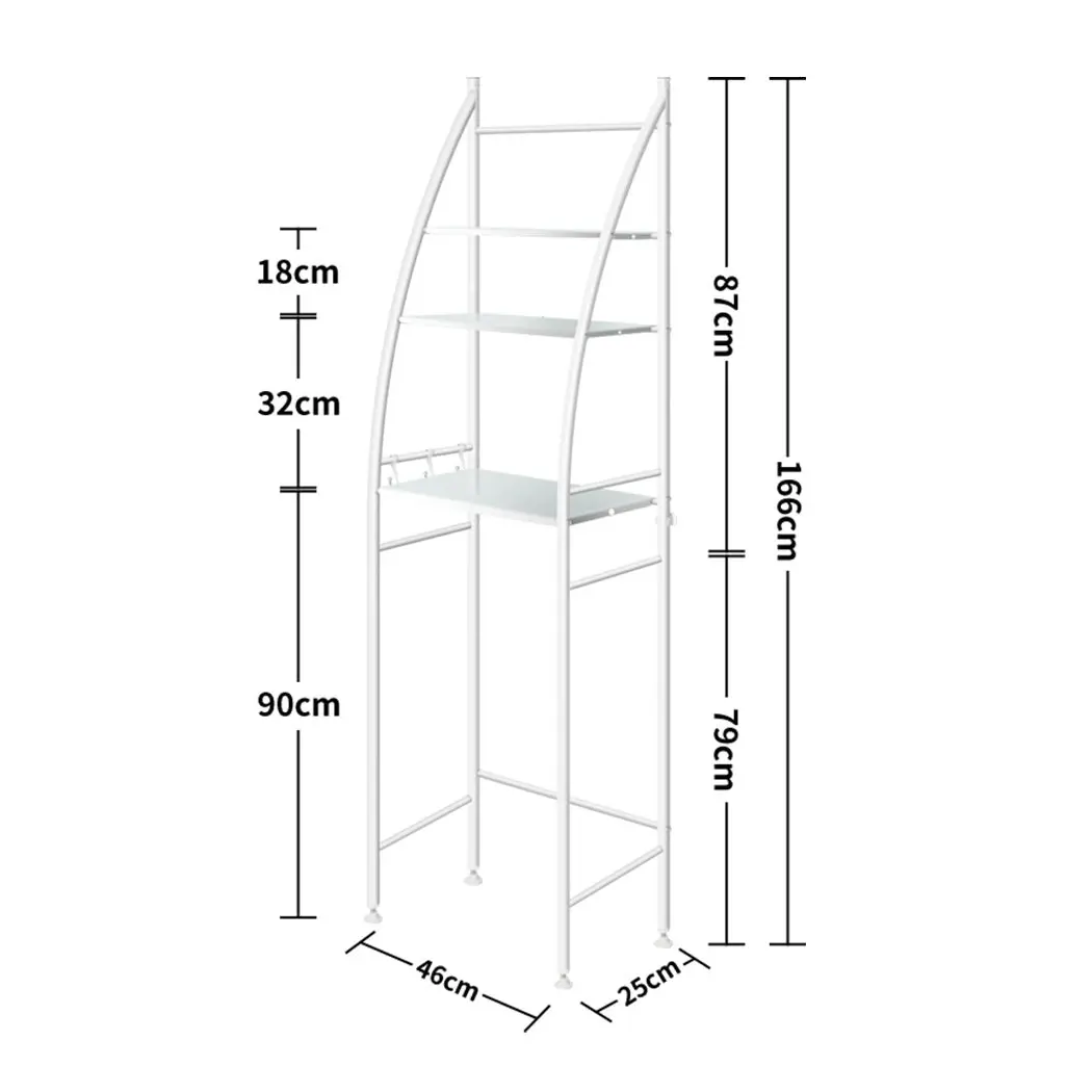 Dutxa 3 Tier Over Toilet Storage Shelf Rack Stand Washing Machine Steel White