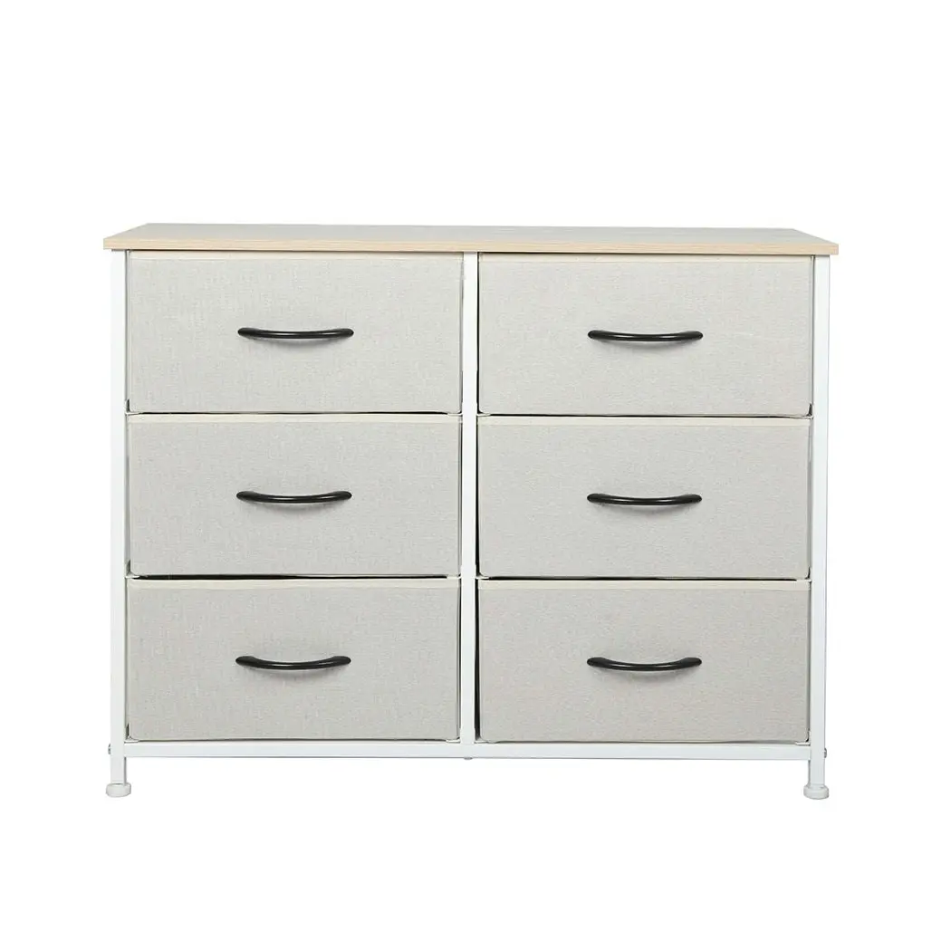 Levede Storage Cabinet Tower Chest of Drawers Dresser Tallboy 6 Drawer Beige