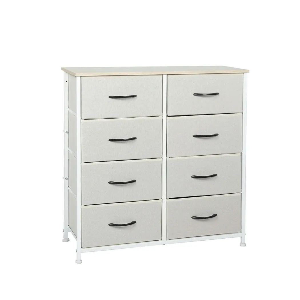 Levede Storage Cabinet Tower Chest of Drawers Dresser Tallboy 8 Drawer Beige