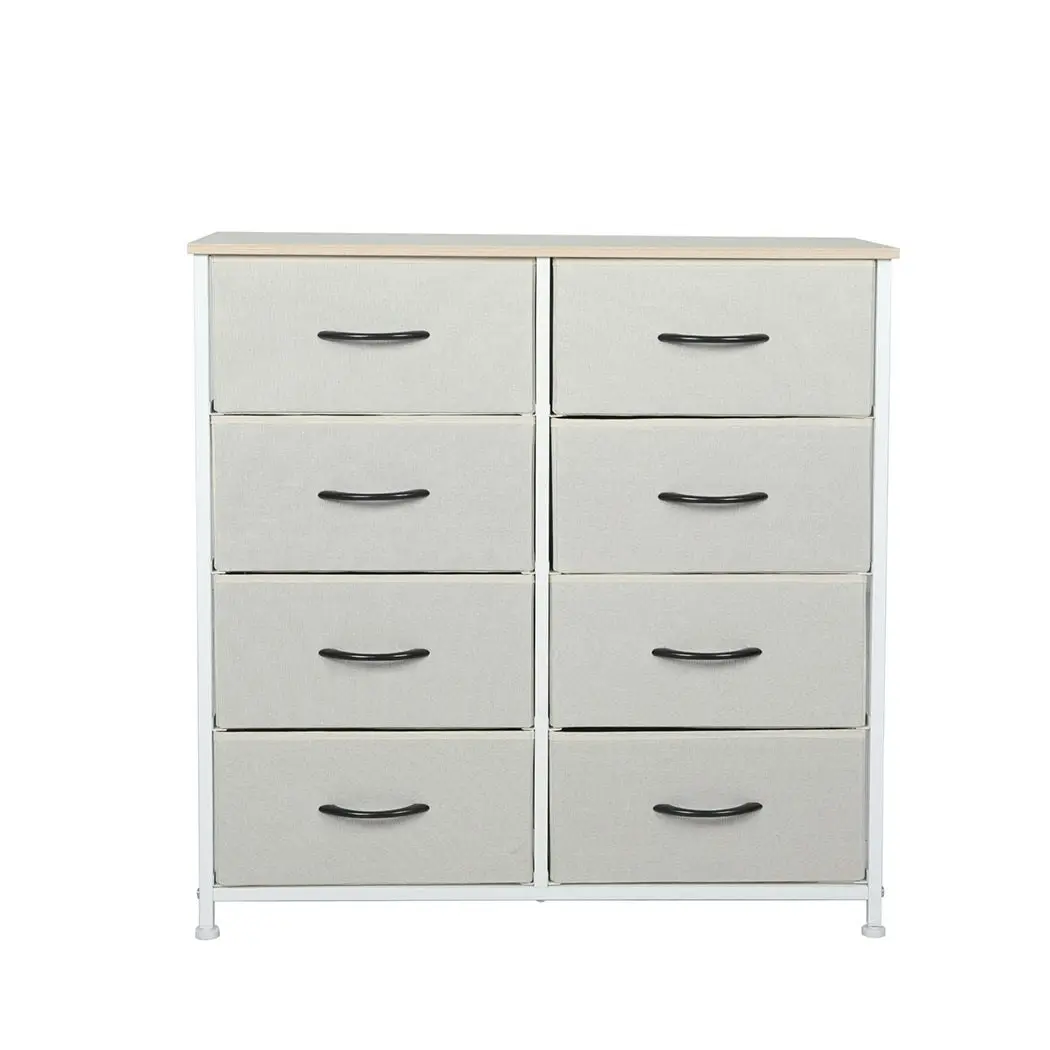 Levede Storage Cabinet Tower Chest of Drawers Dresser Tallboy 8 Drawer Beige