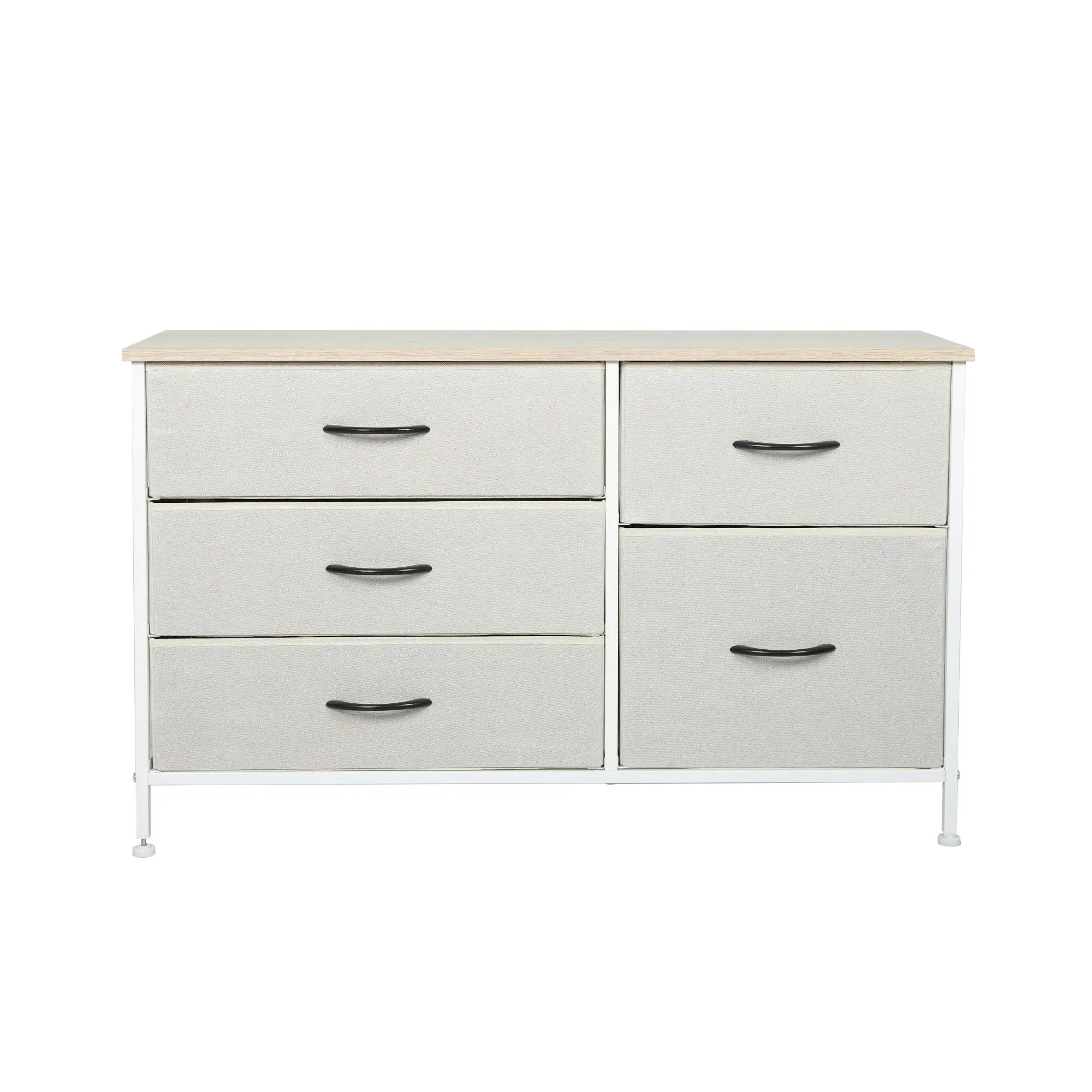 Levede Storage Cabinet Tower Chest of Drawers Dresser Tallboy 5 Drawer Beige