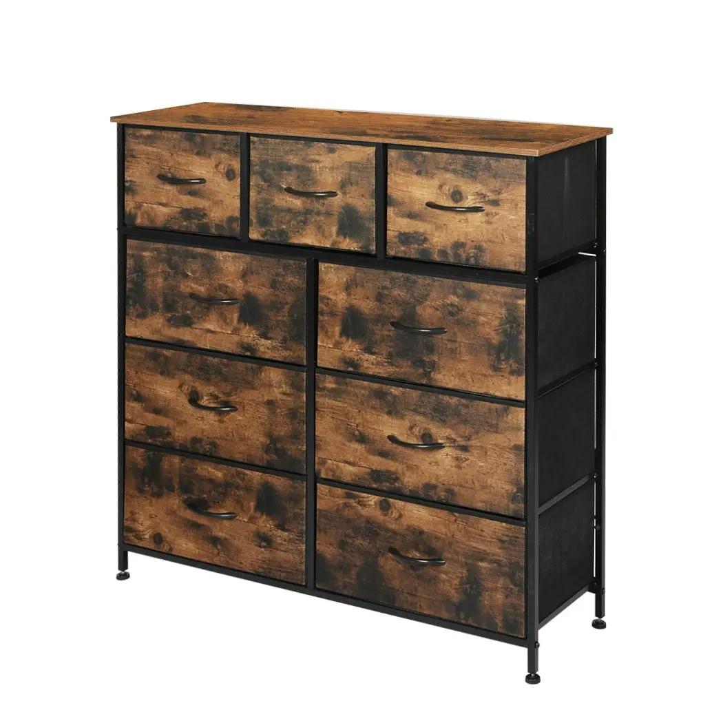 Levede Storage Cabinet Tower Chest of Drawers Dresser Tallboy Drawer Retro Brown