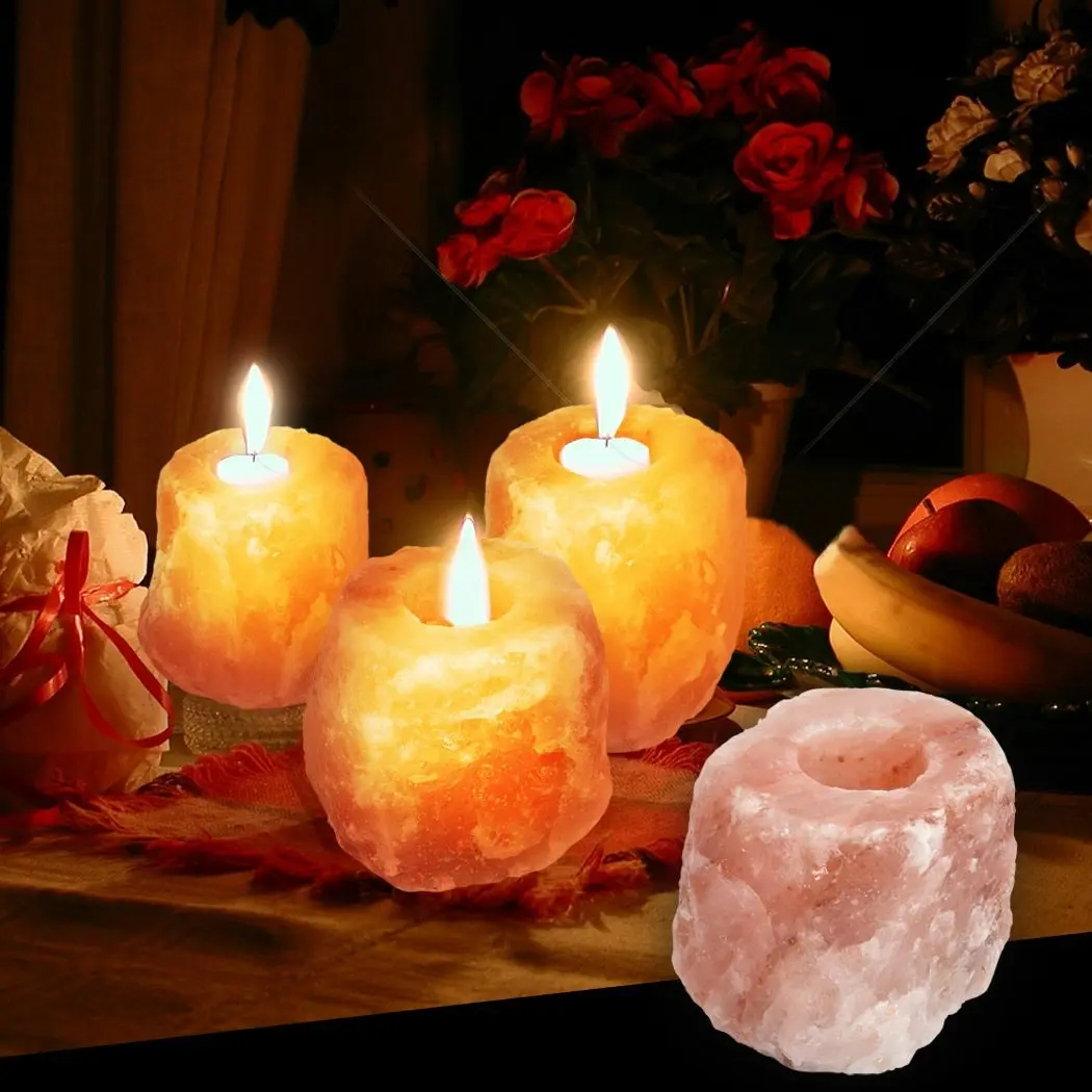 4x Himalayan Salt Lamp Tealight Candle Holder Decor Natural Crystal Ionizer Home