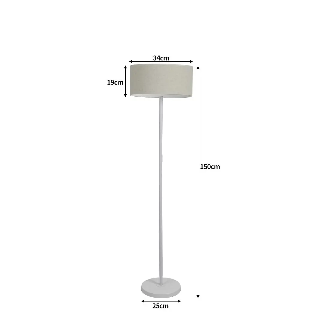 Emitto Modern LED Floor Lamp Stand Reading Light Home Decor Indoor Linen Fabric