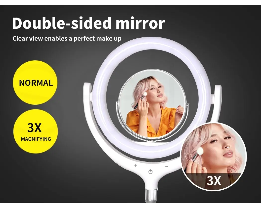 Traderight Group  LED Ring Light with Tripod Stand Phone Holder Dimmable Studio Lamp Makeup Mirror