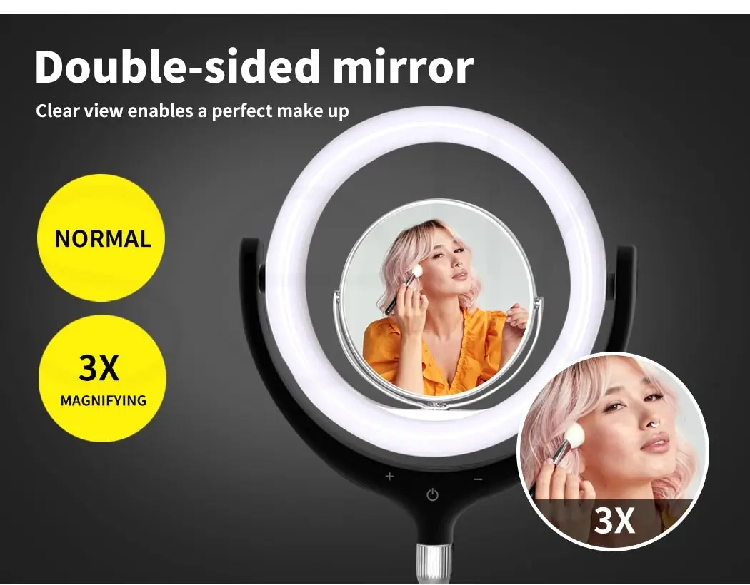 Traderight Group  LED Ring Light with Tripod Stand Phone Holder Dimmable Studio Lamp Makeup Mirror