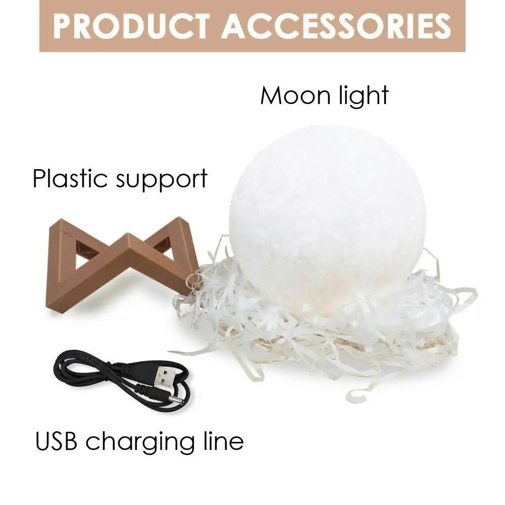 Traderight Group  3D Magical Moon Lamp USB LED Night Light Moonlight Touch Sensor 20cm Diameter