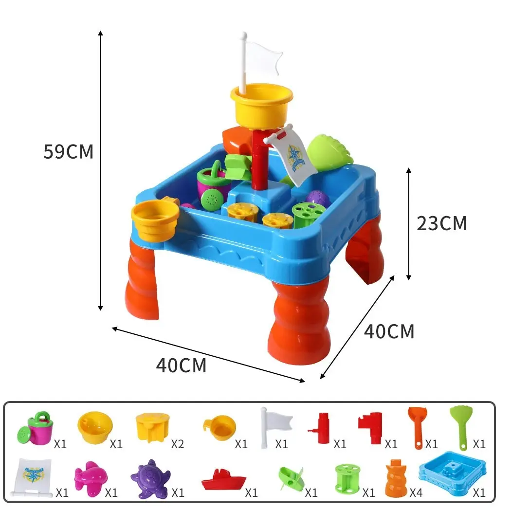 Traderight Group  21pc Kids Sand Water Activity Play Table Child Fun Outdoor Sandpit Toys Set