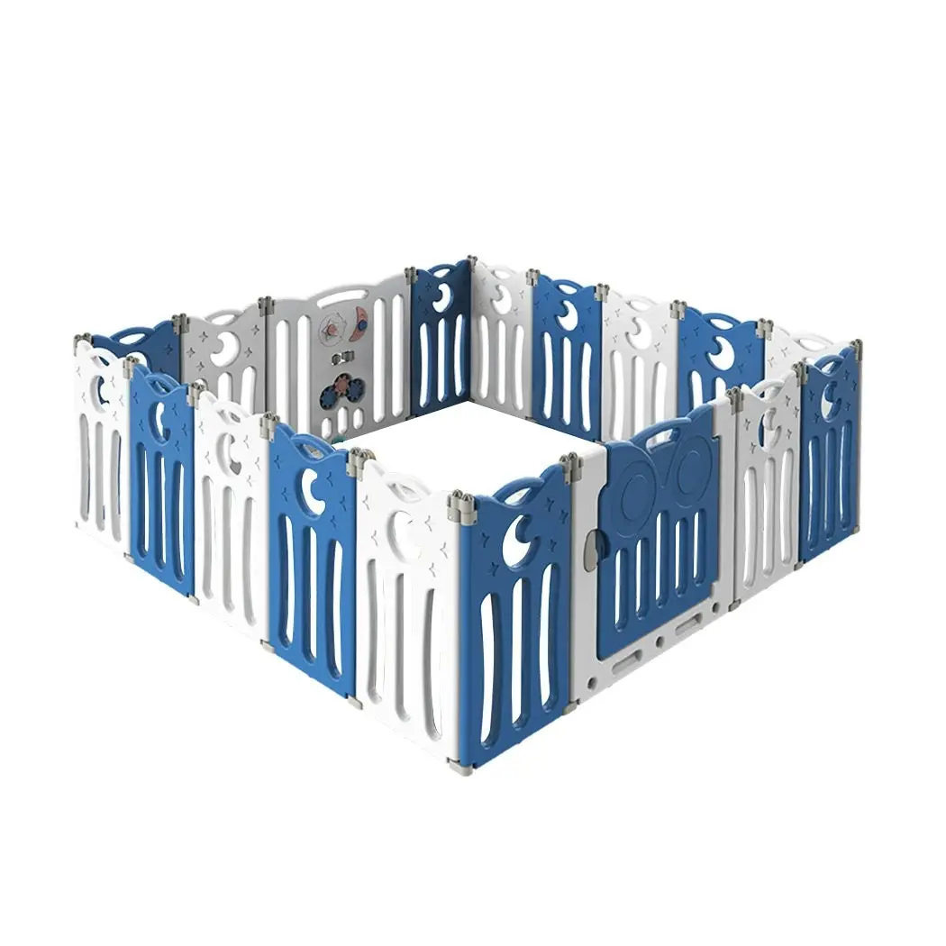 BoPeep Kids Baby Playpen Foldable Child Safety Gate Toddler Fence 18 Panels Blue