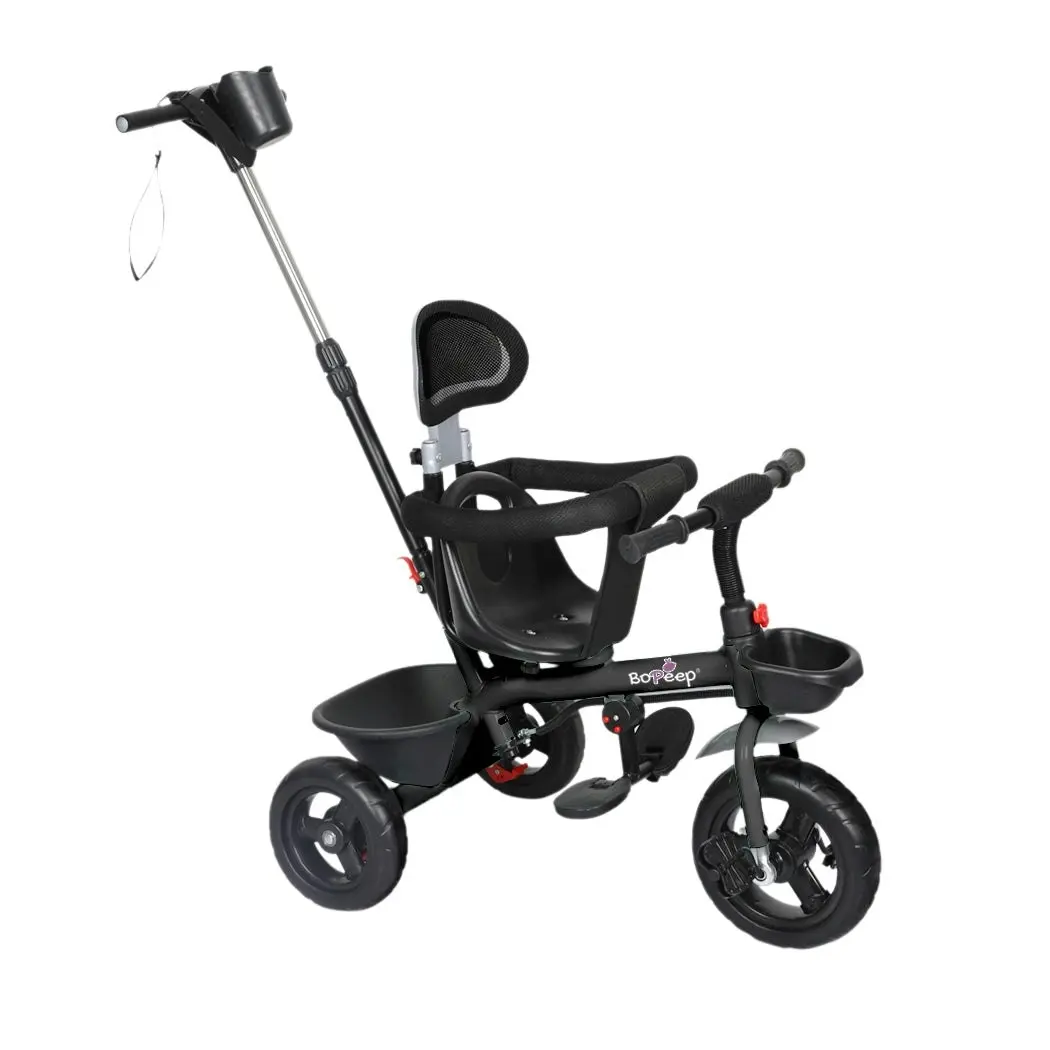 BoPeep Kids Tricycle Ride On Trike Toddler Balance Bike Prams Stroller Black