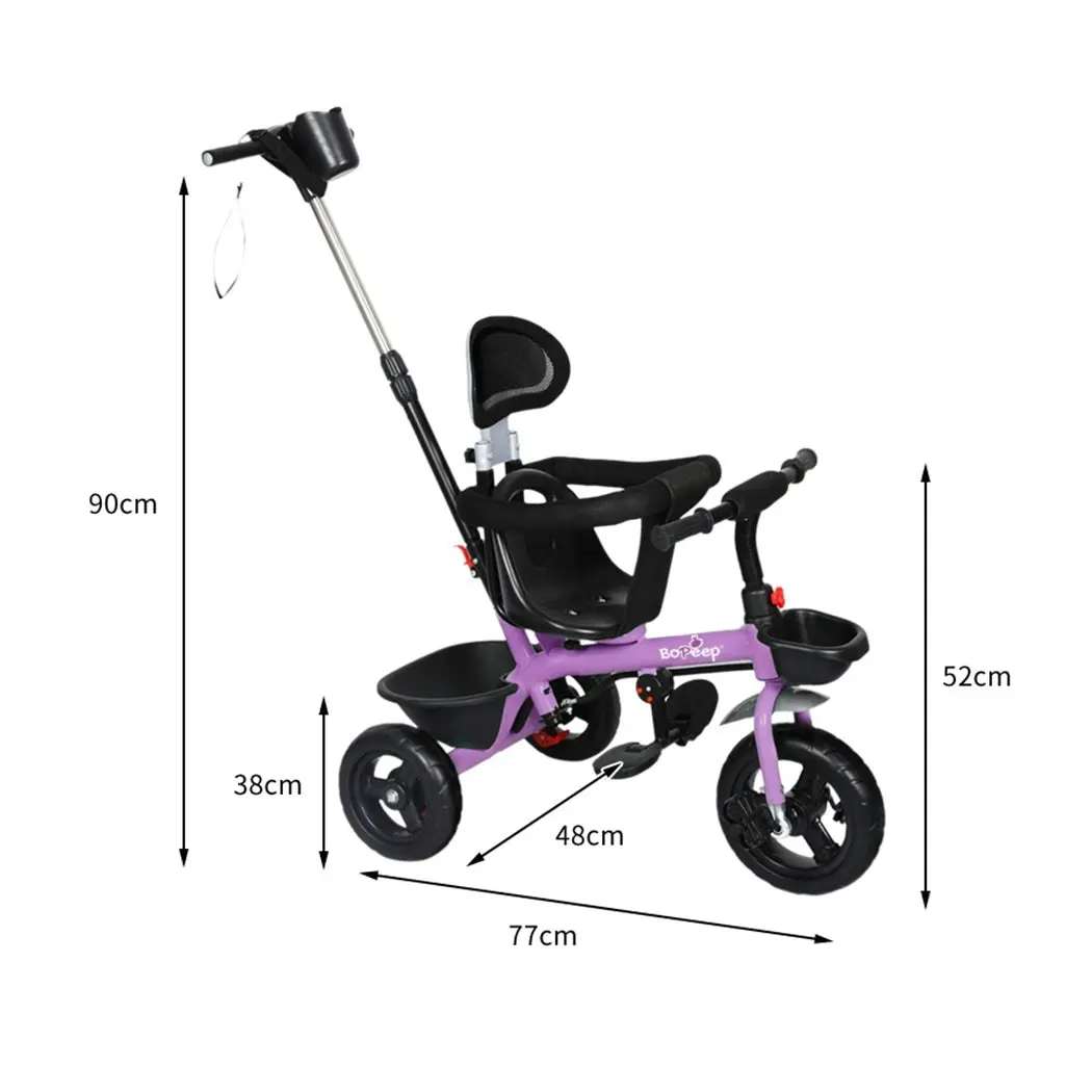 BoPeep Kids Tricycle Trike Ride On Toy Toddler Balance Bike Pram Stroller Purple