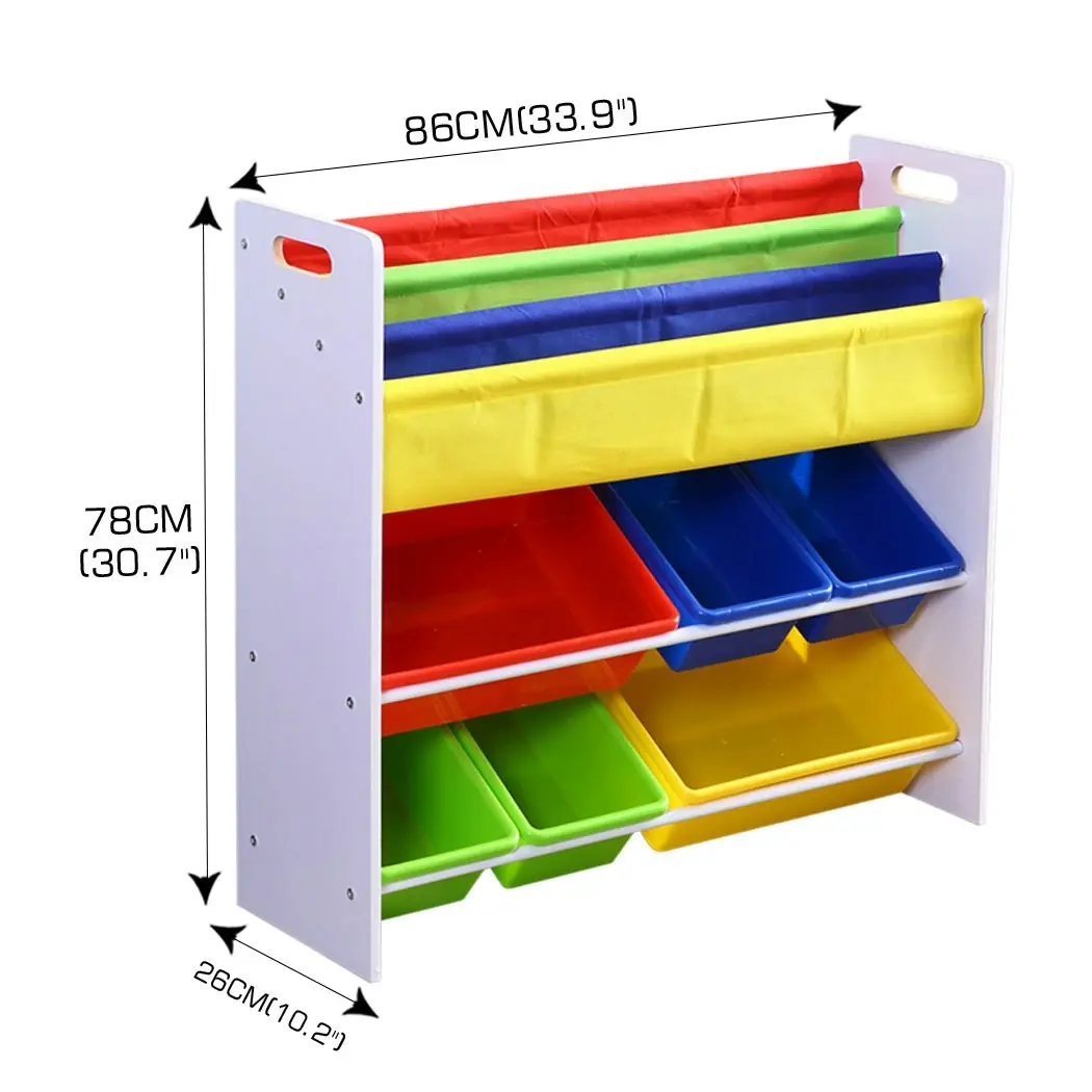 Levede Kids Toy Box Organiser Bookshelf 3 Tier Display Shelf Storage Rack Drawer