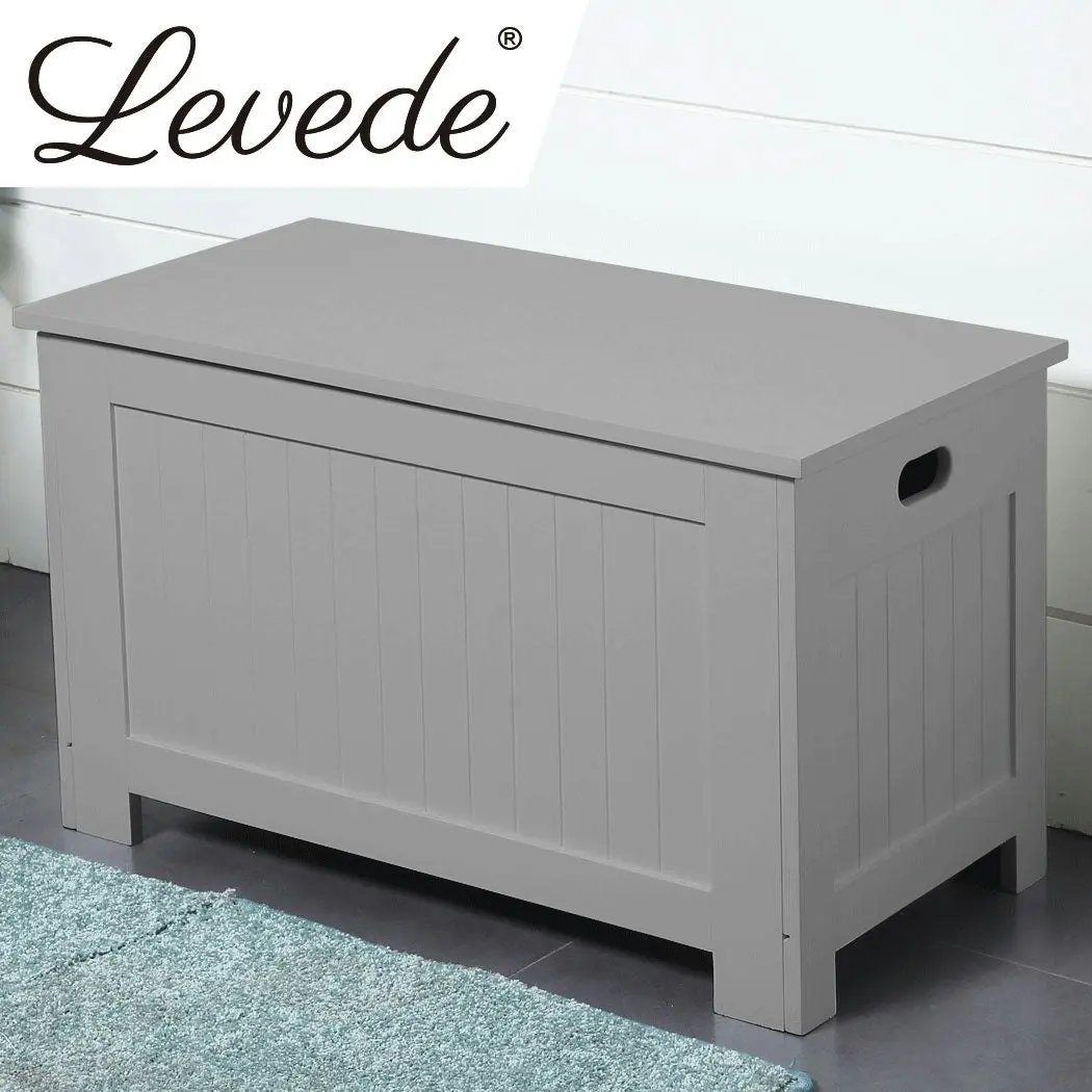 Levede Kids Toy Box Storage Chest Cabinet Container Clothes Organiser Grey