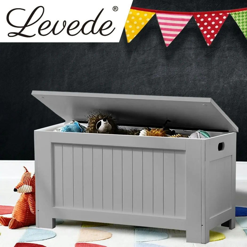 Levede Kids Toy Box Storage Chest Cabinet Container Clothes Organiser Grey