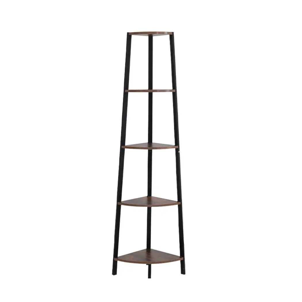 Levede 5 Tier Corner Shelf Industrial Ladder Shelf Wooden Storage Display Rack