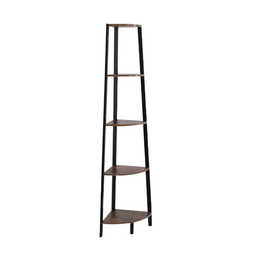 Levede 5 Tier Corner Shelf Industrial Ladder Shelf Wooden Storage Display Rack