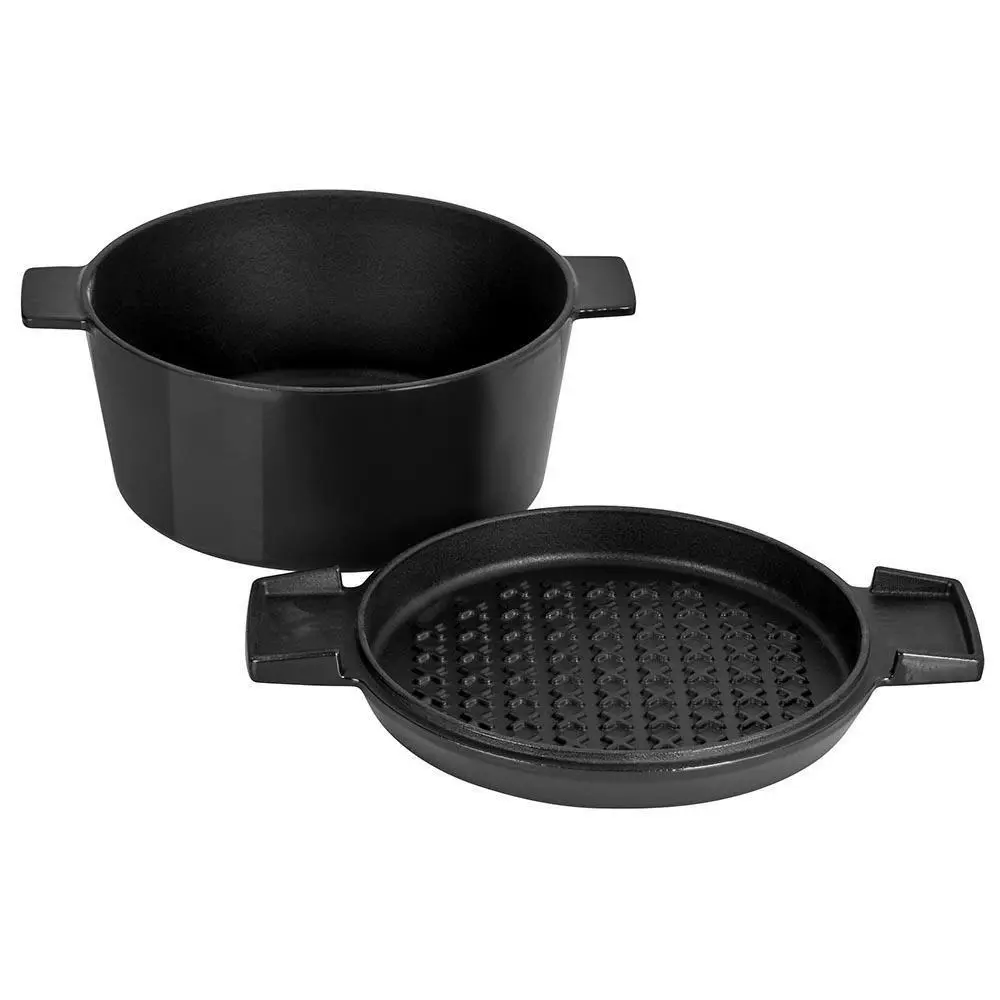 Stanley Rogers Cast Iron 24cm / 3.5L French Oven Grill Duo | Onyx